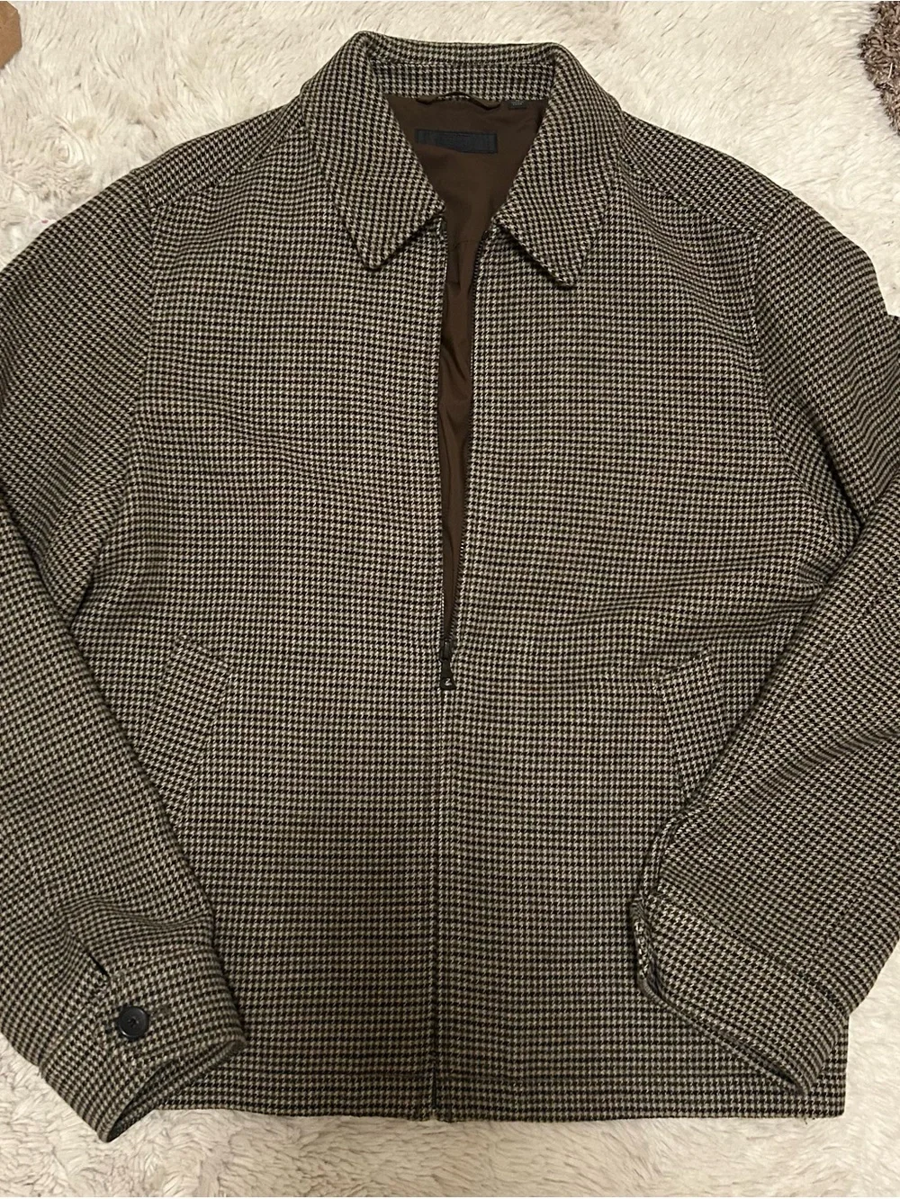 Uniqlo Brown and Black Houndstooth Zip Jacket